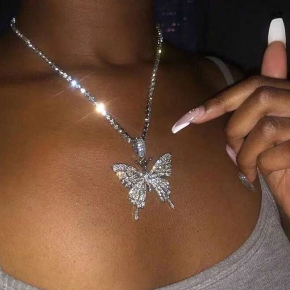 3for$20 Unisex Sparkling Butterfly Pendant Necklace